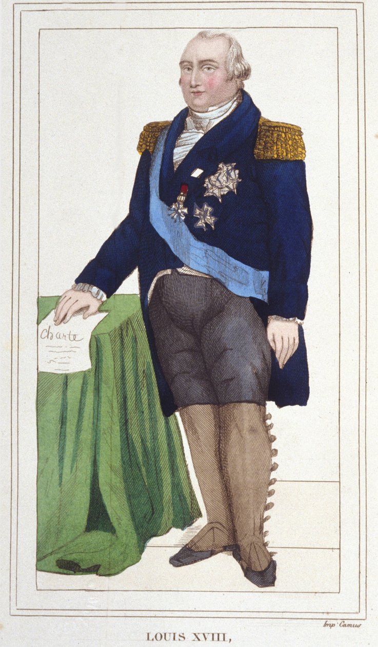 Portret Ludwika XVIII (1755 - 1824), grawerowanie króla Francji z 1830 roku. autorstwa Unknown artist