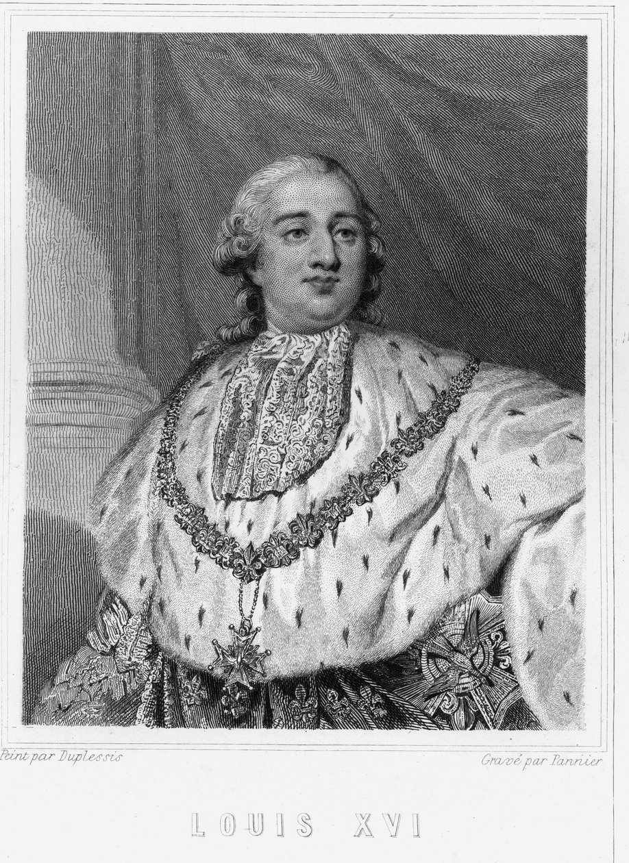Portret Ludwika XVI (1754 - 1793), króla Francji - w „Histoire des Français” Lavallée, rycina, sd. autorstwa Unknown artist
