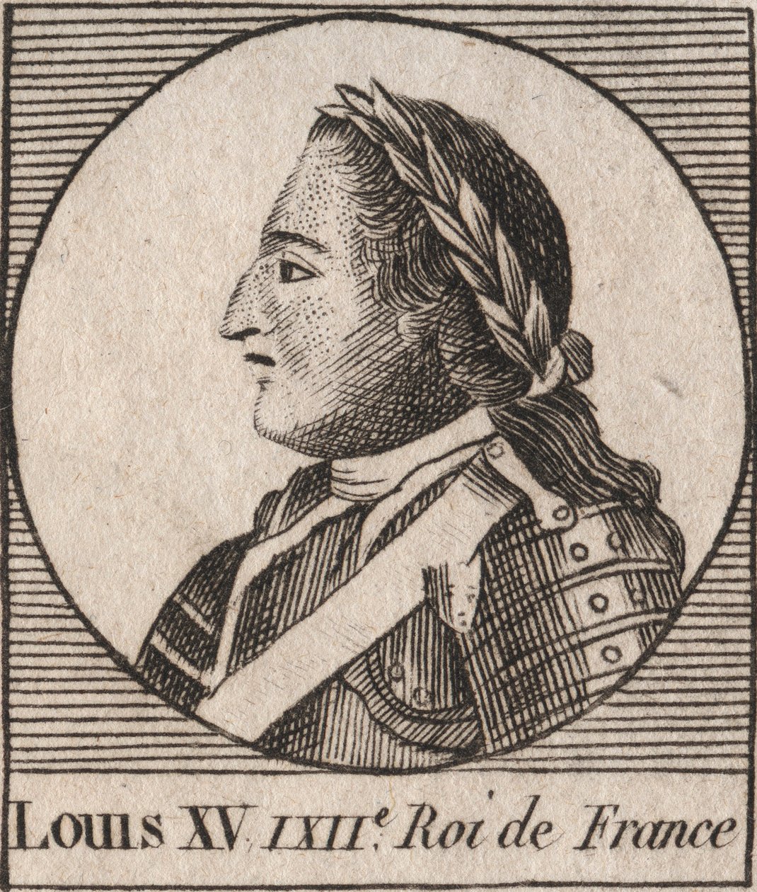 Portret Ludwika XV (1710-1774) dit le Bien Aime, króla Francji 1715-1774 - Ludwik XV, znany jako Ludwik Studencki, ukochany, król Francji - rycina z „Instruction sur l