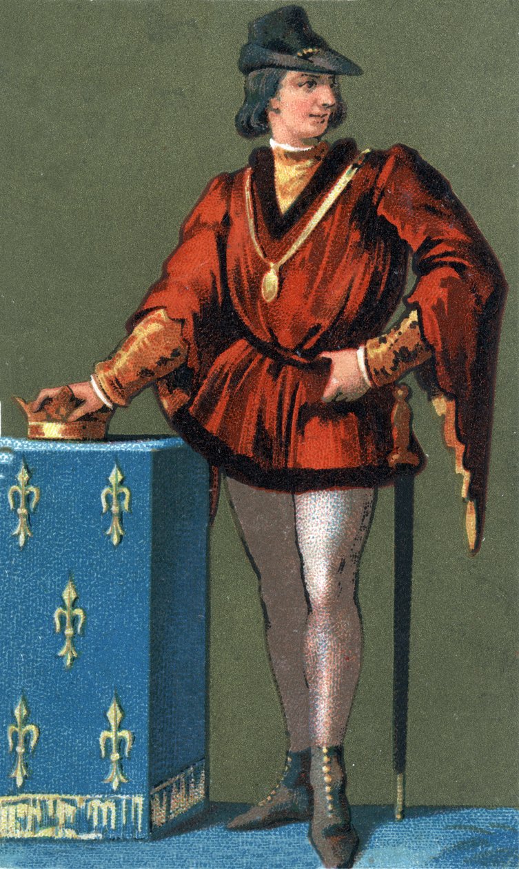 Portret Ludwika X Hutina (1289 - 1316), króla Francji. XIX-wieczna chromolitografia autorstwa Unknown artist