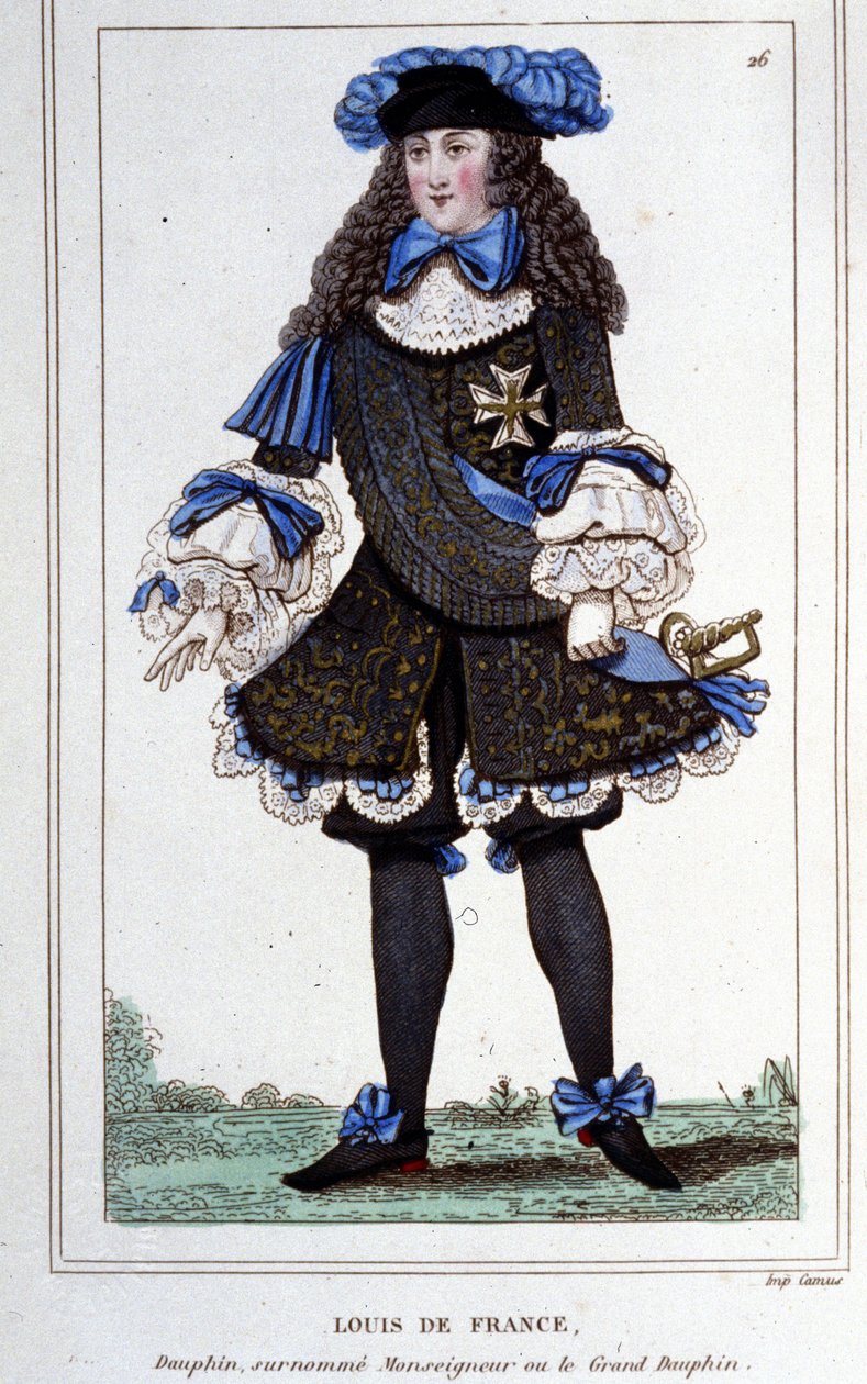 Portret Ludwika de France, księcia Burgundii (1682 - 1712) zwanego „Wielkim Delfinem”. Grawerowanie z 1830 roku. autorstwa Unknown artist