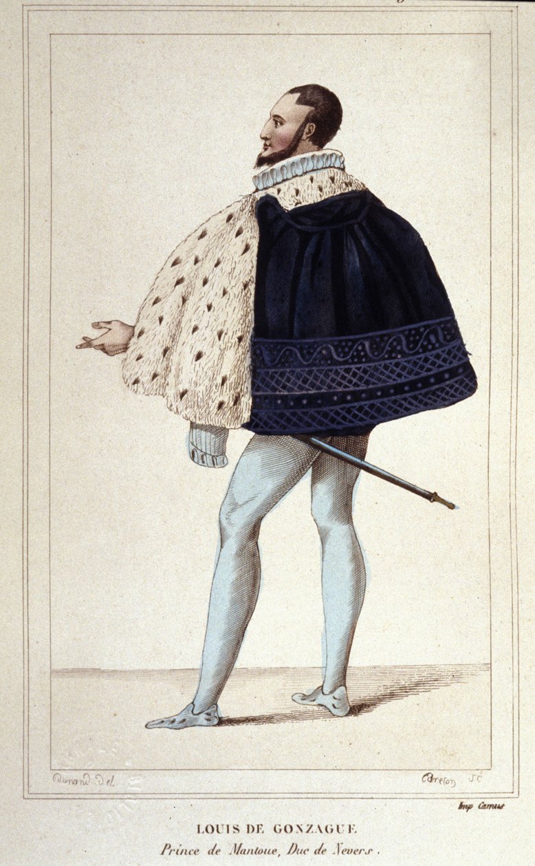 Portret Ludwika de Gonzague, księcia Mantui, teraz przez małżeństwo w 1565 z Henriette de Cleves, nowym księciem Nevers. grawerunek z 1830 autorstwa Unknown artist