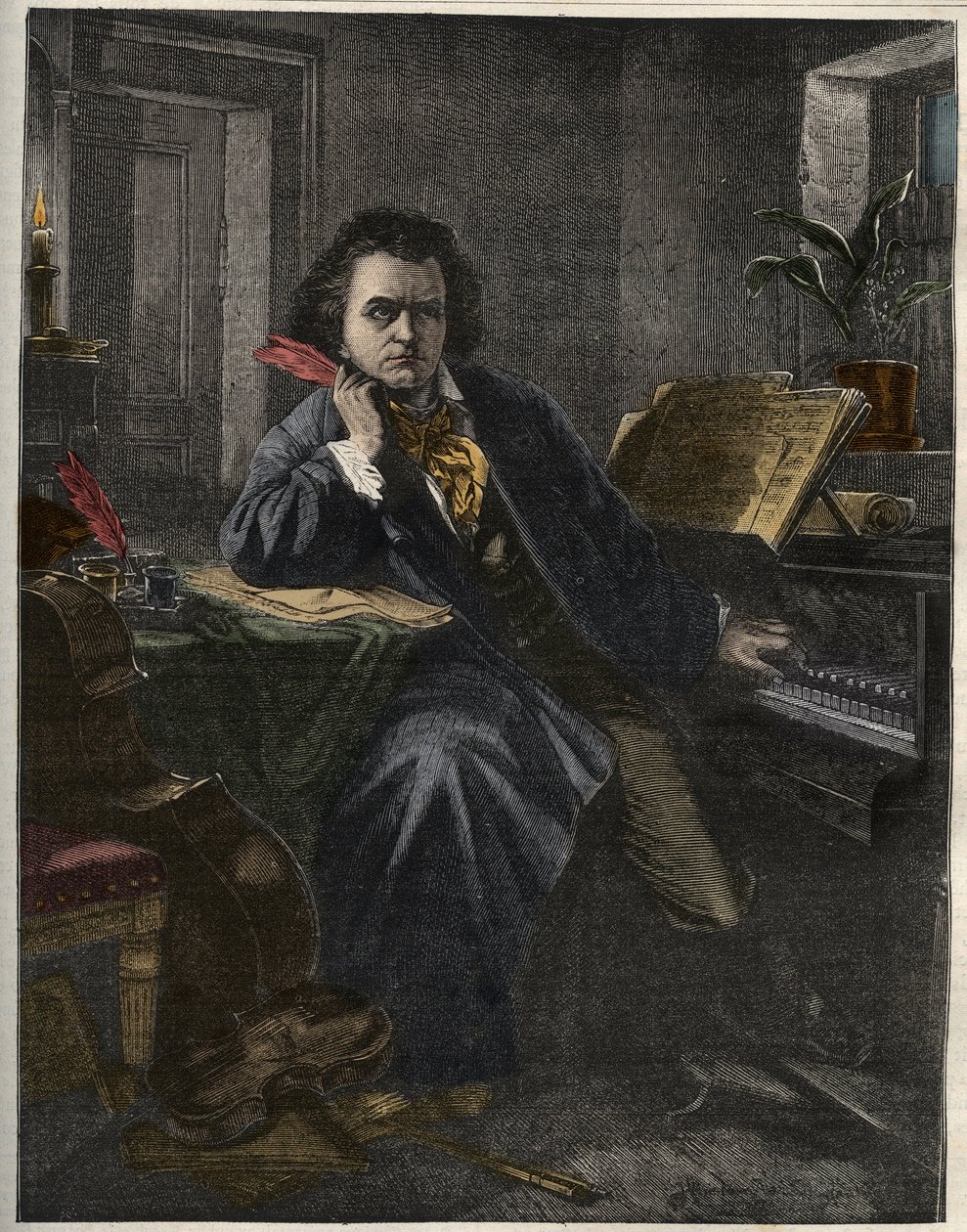 Portret Ludwiga van Beethovena (1770-1827), niemieckiego kompozytora i pianisty autorstwa Unknown artist