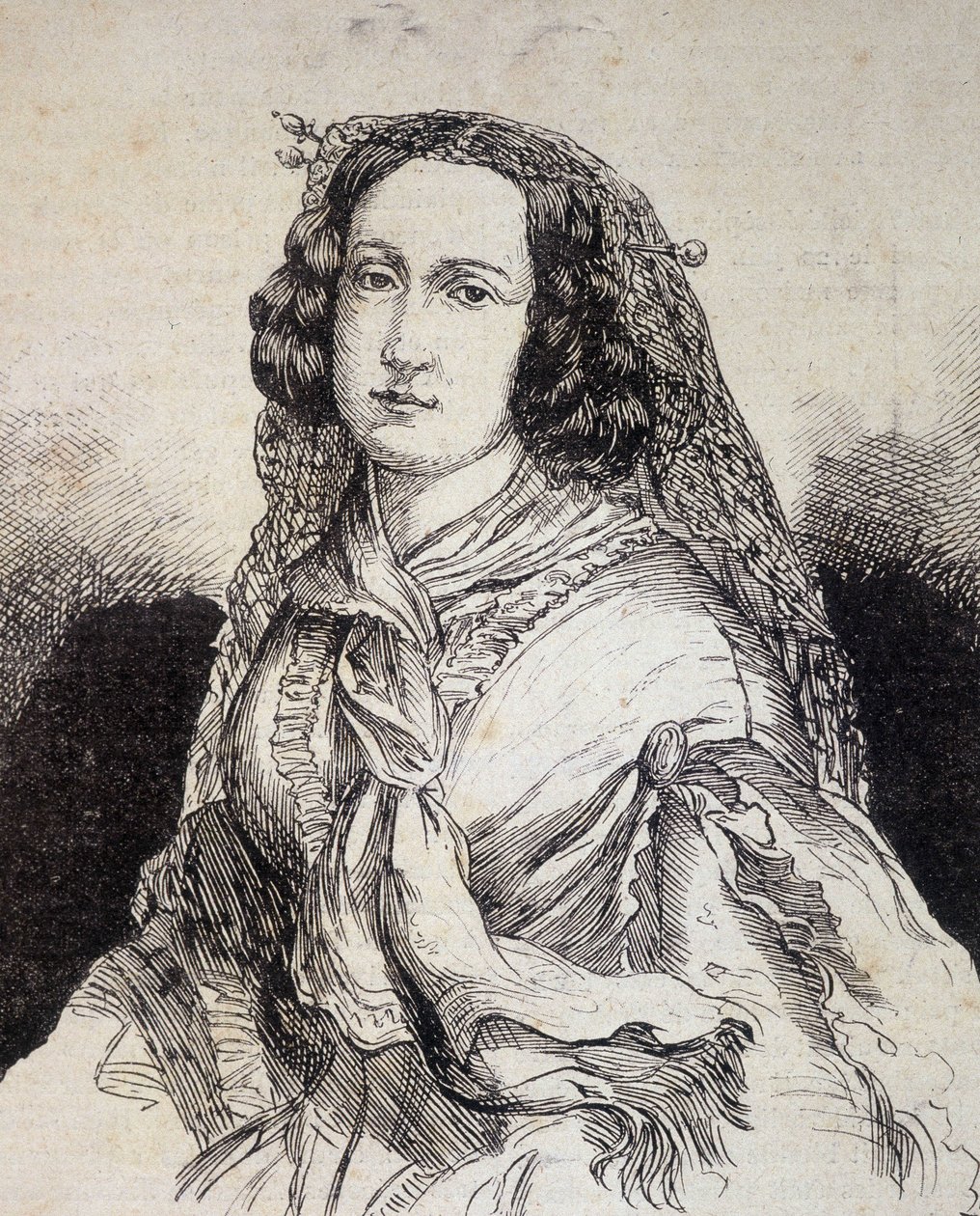Portret Madame Marceline Desbordes-Valmore (Desbordes Valmore) (1786 - 1859), francuskiej pisarki - w „” Les Contemporains””, b.d. koniec XIX wieku. autorstwa Unknown artist