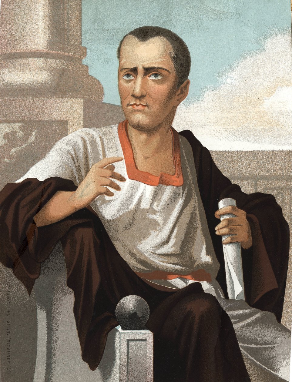 Portret Marka Juniusza Brutusa. Polityk rzymski (w. 85 do 42 pne) po sławnych mężczyznach i kobietach. Barcelona 1877. autorstwa Unknown artist