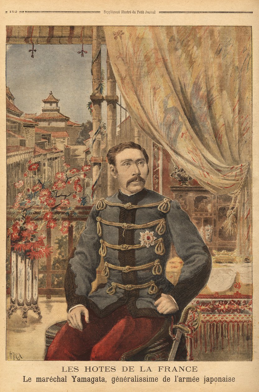 Portret Marechala Yamagaty Aritomo (1838-1922), japońskiego żołnierza i polityka, dowodził pierwszą armią Japonii podczas wojny z Chinami w 1894 roku. Rycina w „”Le petit journal”” 10.05.1896. Kolekcja Selvy. autorstwa Unknown artist