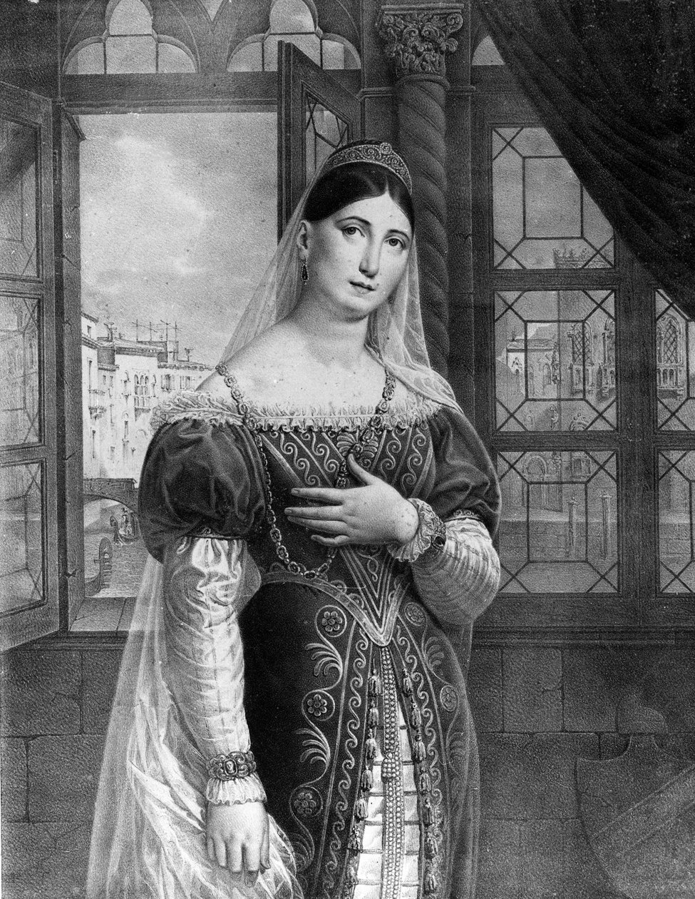 Portret Marii Garcii zwanej śpiewaczką Malibran (1808-1836) w roli Desdemone dla „Otella” (Otello) Gioachino Rossiniego Teatro alla Scala 1833. autorstwa Unknown artist