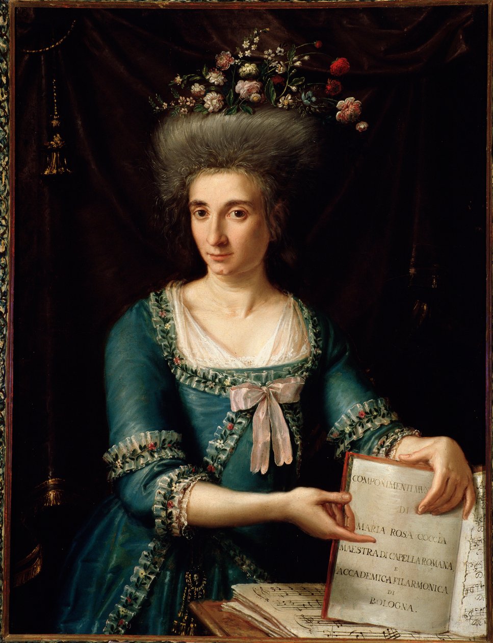 Portret Marii Rosy Coccia (1759-1833) włoskiej klawesynistki i kompozytorki Anonimowe malarstwo. 1800 ok. Bolonia, obywatelskie muzeum bibliograficzne autorstwa Unknown artist