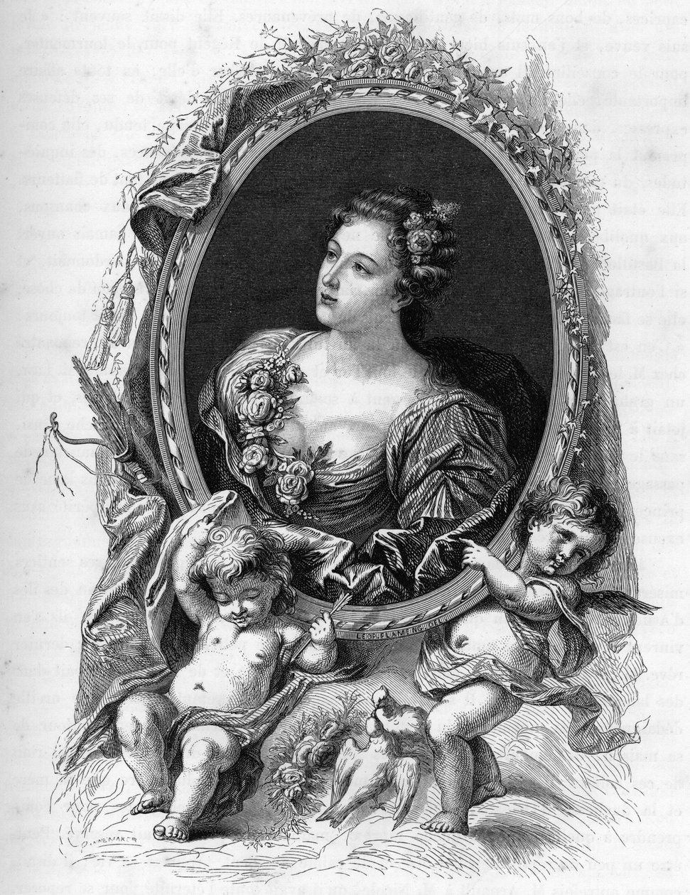 Portret Marie-Madeleine (Marie Madeleine) de La Vieuville, hrabina de Parabere (1693-1750) - Grawerowanie z 1862 r. w „Królowych świata” naszych pierwszych pisarzy - Opublikowane pod kierunkiem JGD Armandaud autorstwa Unknown artist
