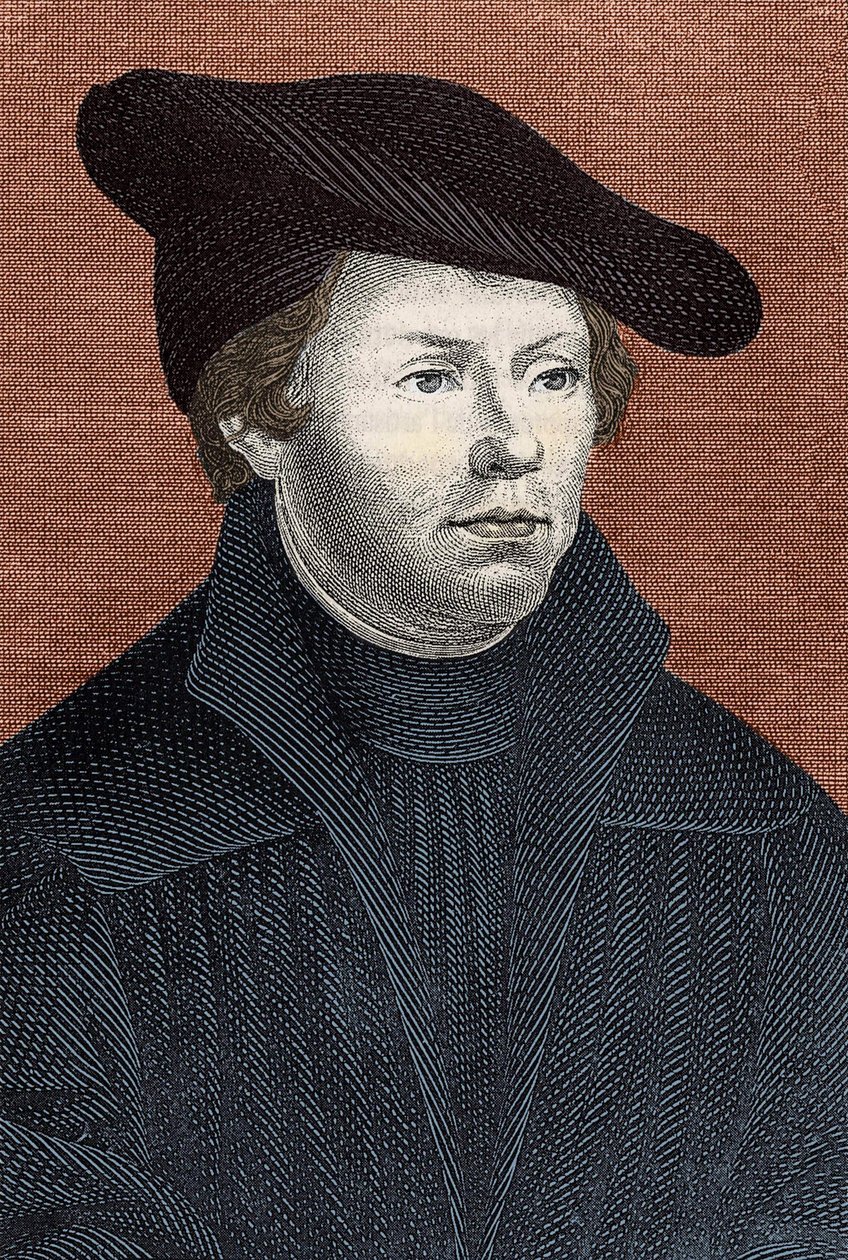 Portret Marcina Lutra (1483 - 1546) Niemiecki reformator religijny - rycina autorstwa Unknown artist