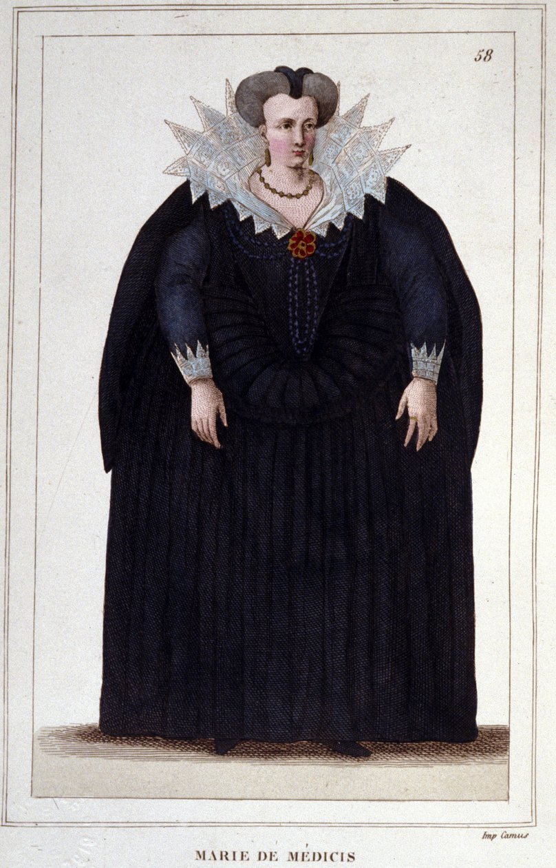 Portret Marii Medycejskiej (1573-1642), żony Henryka IV i matki Ludwika XIII. Grawerowanie od 1830 autorstwa Unknown artist