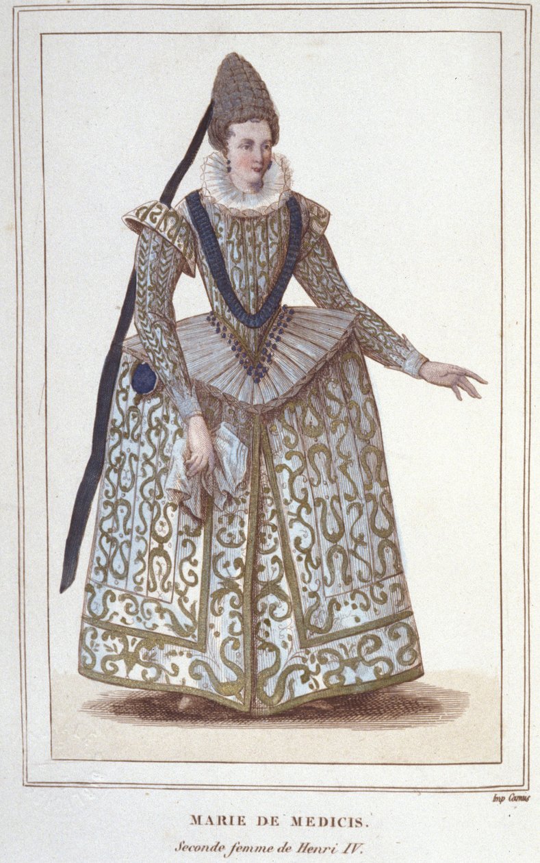 Portret Marii Medycejskiej (1573-1642), żony Henryka IV i matki Ludwika XIII. Grawerowanie od 1830 autorstwa Unknown artist