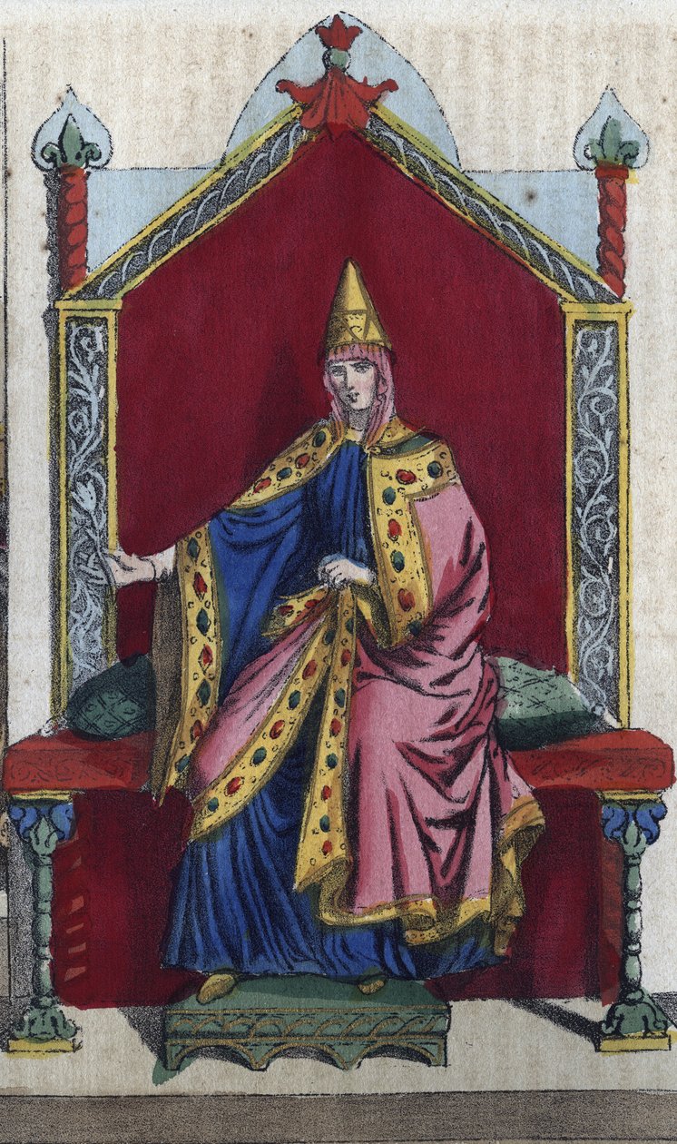 Portret Matyldy Toskańskiej znanej również jako Matylda z Canoss (Matylda lub Matylda) (1046 - 1115) Włoska szlachcianka - rycina z „Zwyczajności i tradycji wszystkich narodów wszechświata”. To jest historia rządu, praw, milicji, religii… autorstwa Unknown artist