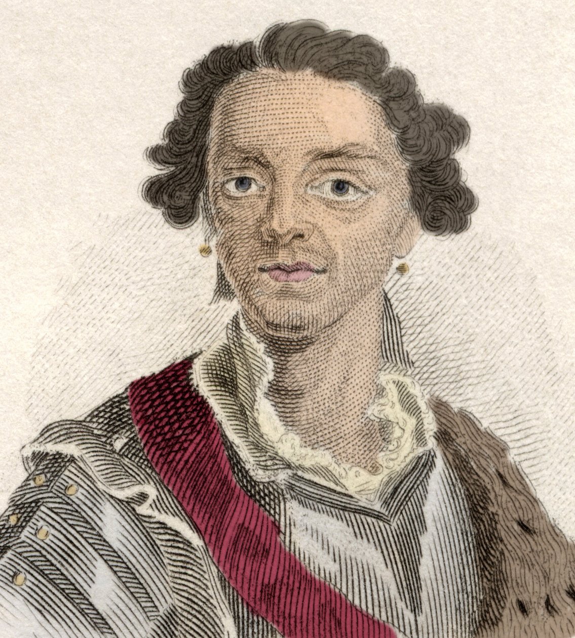Portret Maurycego Saksonii (Hermann Moritz) (1696-1750), zwanego „hrabią Saksonii” lub „hrabią Raute”, kondotierem i generałem marszałkiem Francji. Rycina XIX wieku. autorstwa Unknown artist