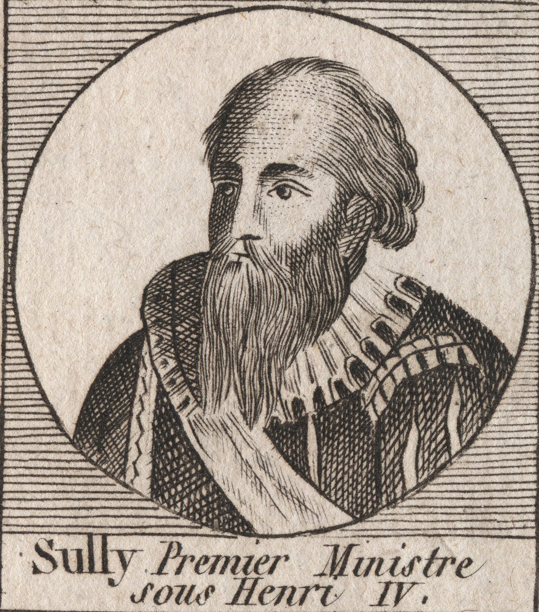 Portret Maksymiliana z Bethune (1559-1641), księcia Sully, ministra Henryka IV - Maksymiliana z Bethune, pierwszego księcia Sully, wiernej prawej ręki, która asystowała królowi Henrykowi IV Francji - rycina z „Instrukcji sur l