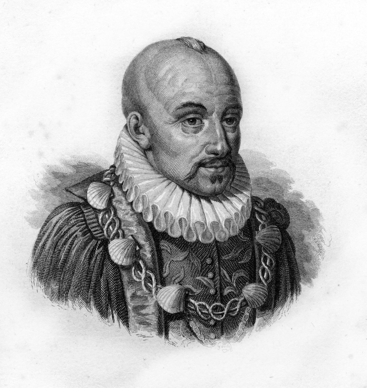Portret Michela de Montaigne, rycina z XIX wieku autorstwa Unknown artist
