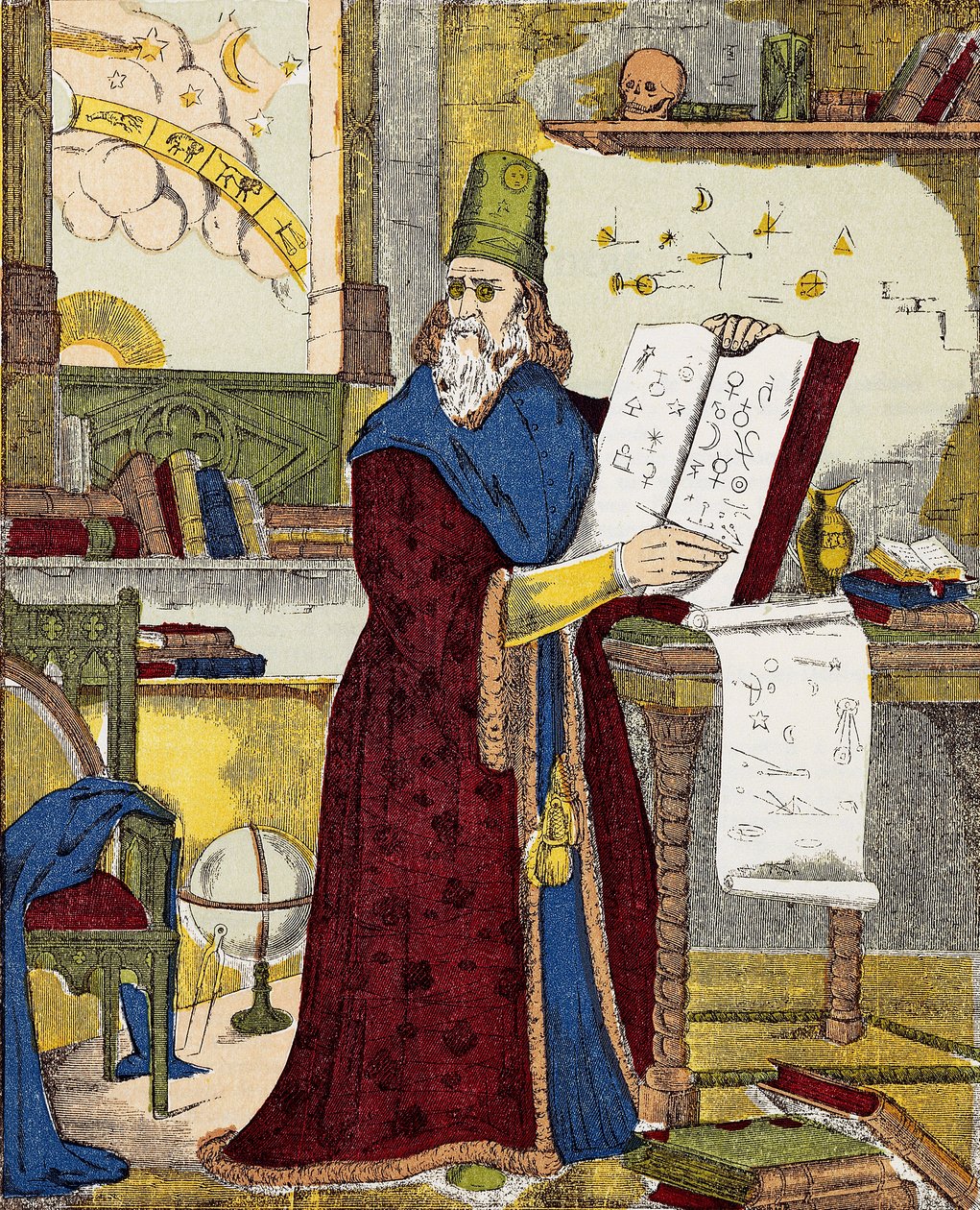 Portret Michel de Notre Dame (Nostradamusa) Francuski astrolog - Portret Nostradamusa, Michel de Notre Dame (1503-1566) Francuski astrolog i lekarz - Grawerowanie autorstwa Unknown artist