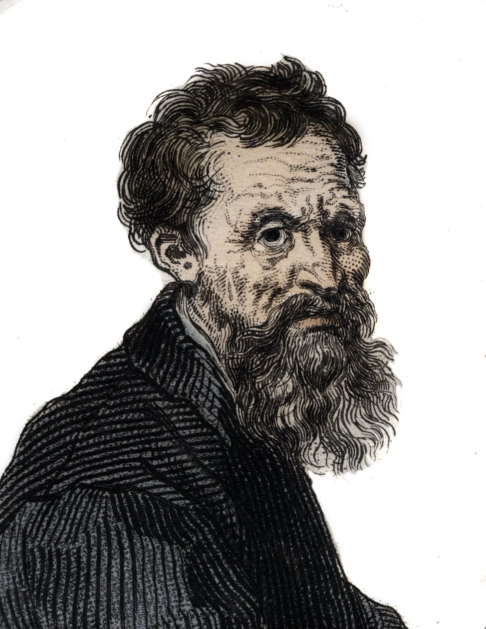 Portret włoskiego rzeźbiarza Michała Anioła Buonarrotiego - Portret Michała Anioła Buonarrotiego dit Michel Ange (Michelangelo lub Michelangelo autorstwa Unknown artist