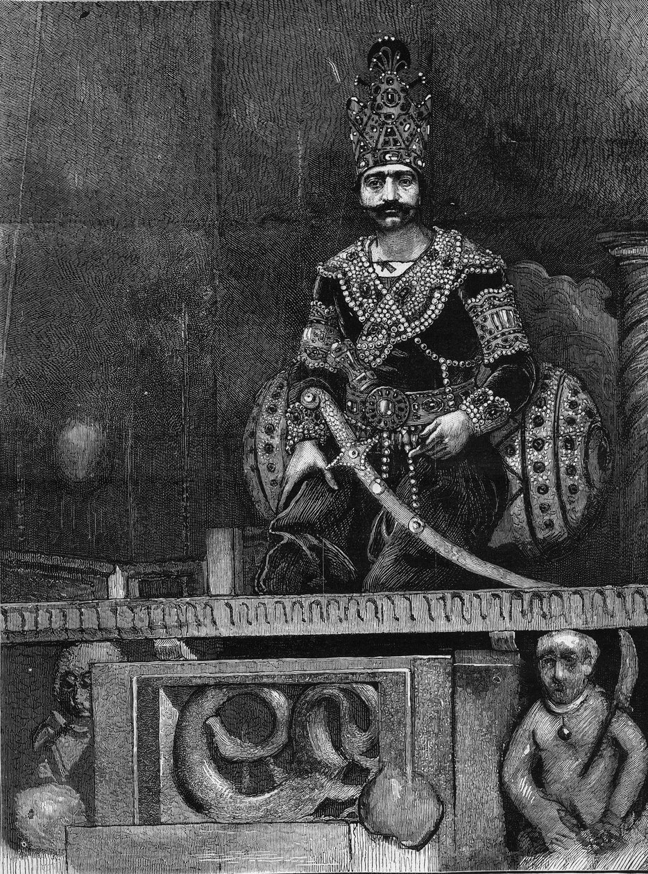 Portret Nasira Al-Dina (Nasser al Din) (1831-1896) szacha perskiego na tronie. autorstwa Unknown artist