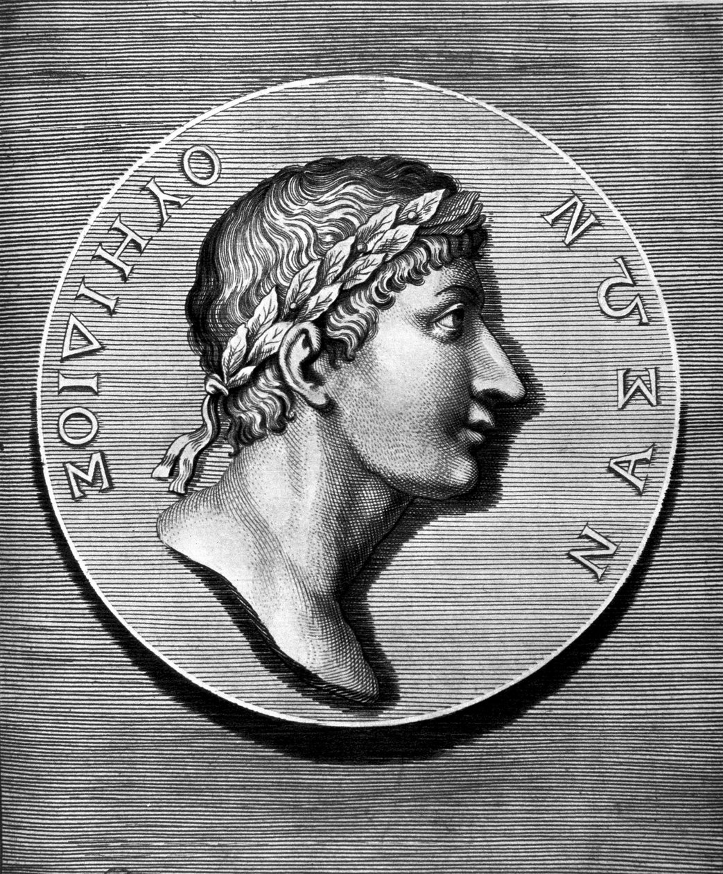 Portret Owidiusza w medalionie. Rycina XIX wieku. Coll Maciet, Biblioteka Sztuki Dekoracyjnej, Paryż. autorstwa Unknown artist