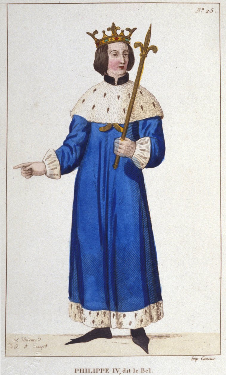 Portret Filipa IV Bela (1268 - 1314), grawerowanie króla Francji z 1830 r autorstwa Unknown artist