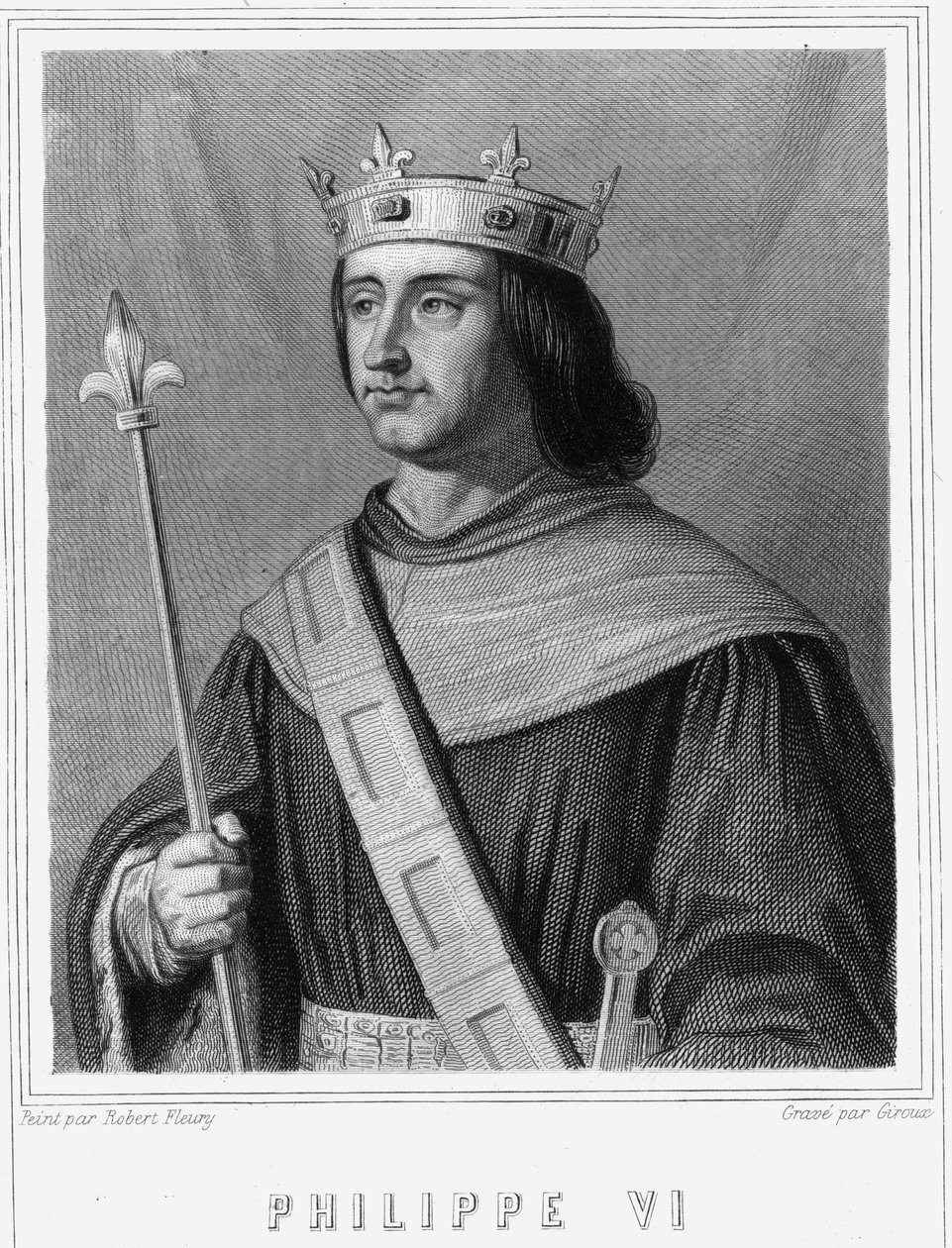 Portret Filipa VI de Valois (1294 - 1350), króla Francji - w „Histoire des Français” Lavallée, rycina, sd. autorstwa Unknown artist