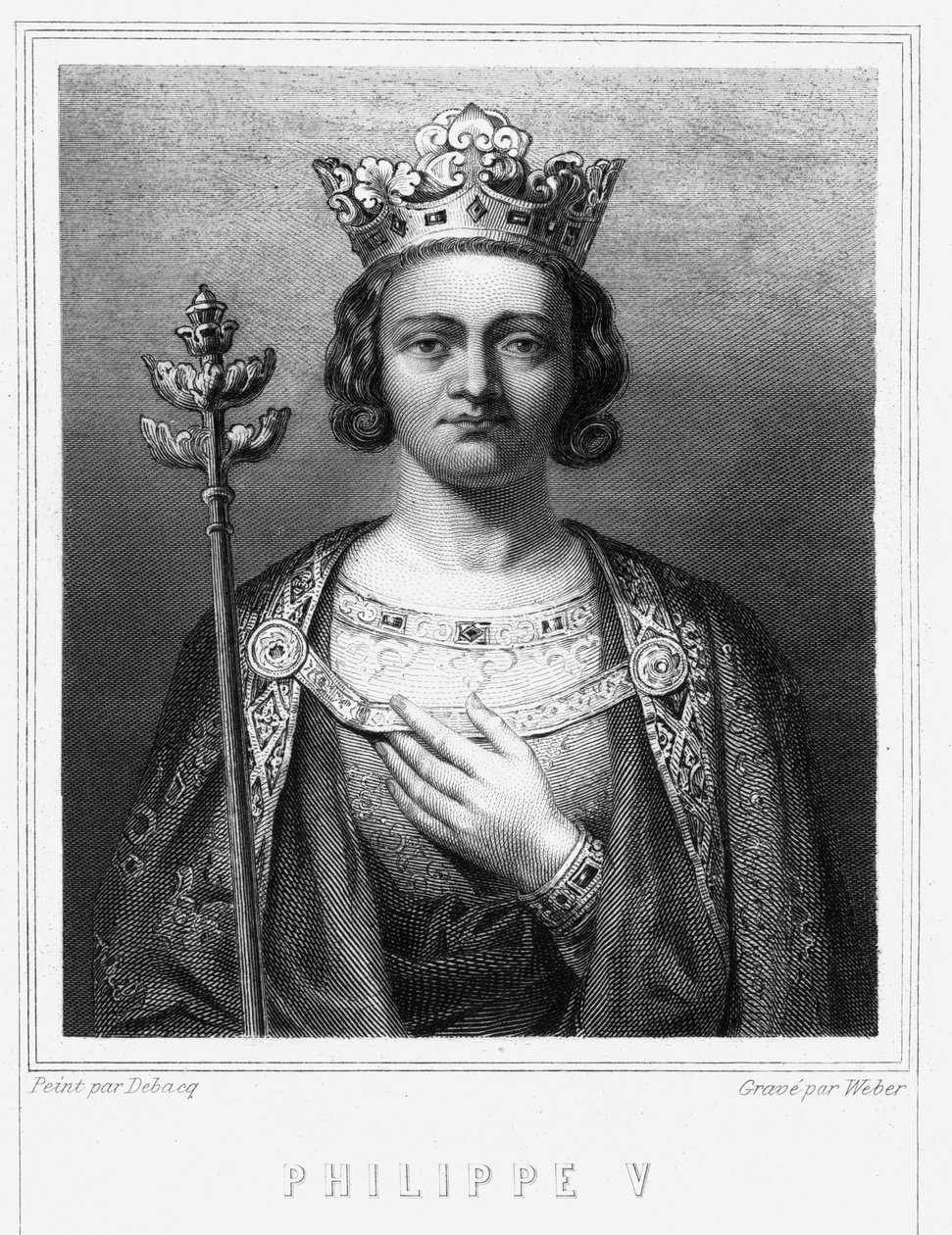 Portret Filipa V le Longa (1294 - 1322), króla Francji - w „Histoire des Français” Lavallée, rycina, sd. autorstwa Unknown artist