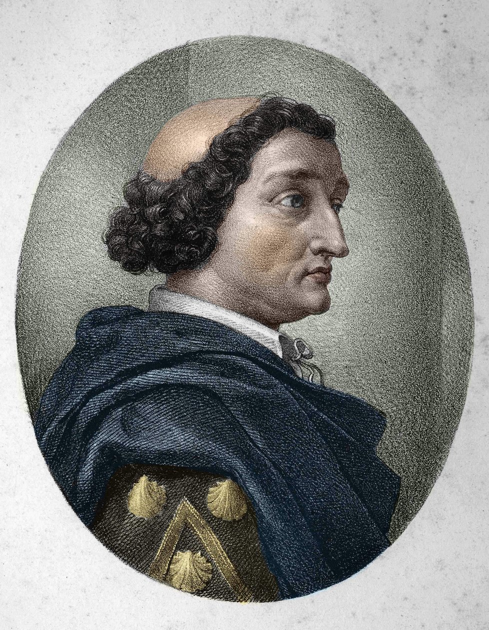 Portret Philippe de Comines (Comines lub Comines) (1447-1511), francuskiego felietonisty. Rycina XIX wieku. autorstwa Unknown artist