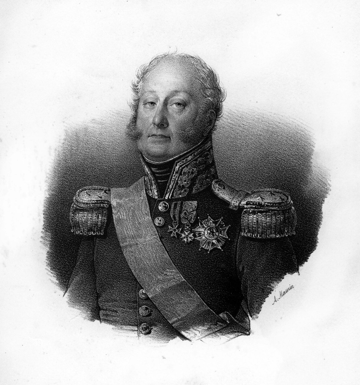 Portret Pierre Claude, hrabiego Pajot, dit Pajol (1772-1844), generała francuskiego, rycina XIX w. autorstwa Unknown artist