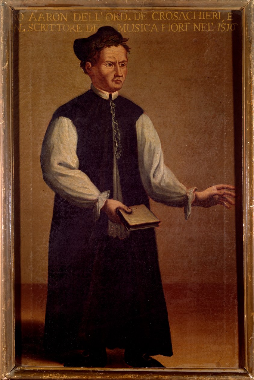 Portret Pietro Aarona (Aron) (1489-1545), teoretyka muzyki włoskiej Anonimowe malarstwo. 16 wiek. Bolonia, Civico Museo Bibliografico autorstwa Unknown artist