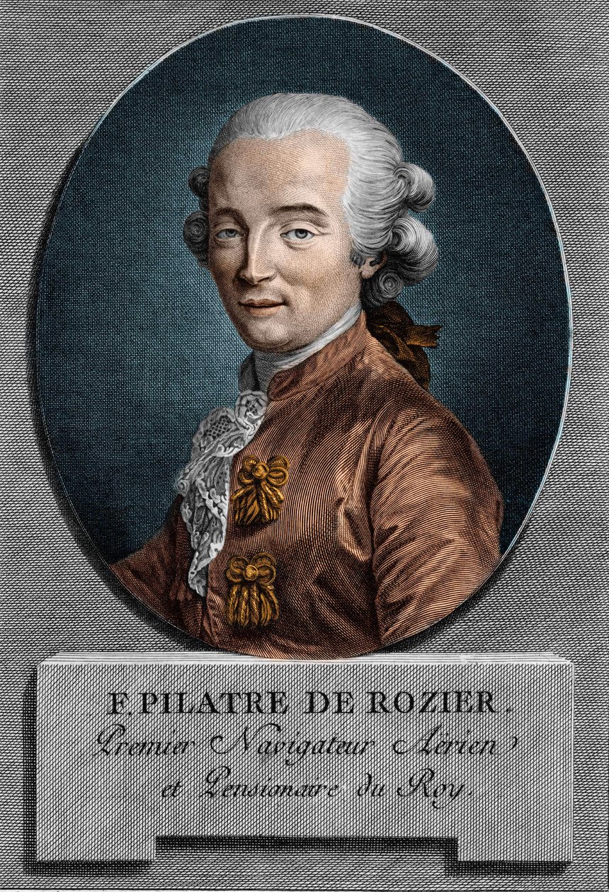 Portret Pilâtre de Rozier (1756 - 1785), francuskiego fizyka i lotnika (pierwsza podróż balonem na ogrzane powietrze) autorstwa Unknown artist