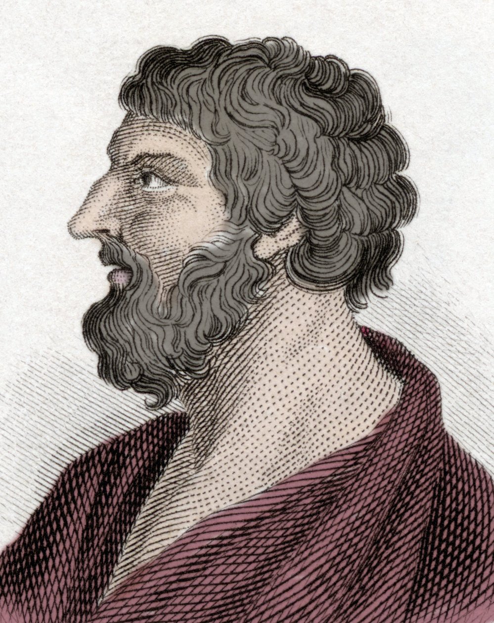 Portret Pittacosa z Mytilene Greckiego męża stanu (650-570 pne) (Pittacus of Mytilene). Grawerowanie XIX wieku. autorstwa Unknown artist