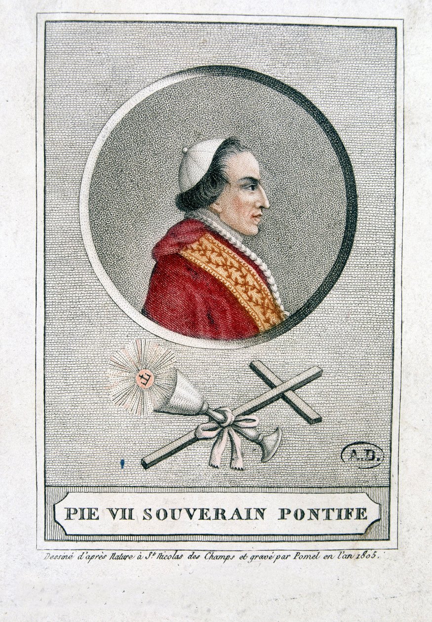 Portret Piusa VII (1742 - 1823) w medalionie - grawer autorstwa Unknown artist