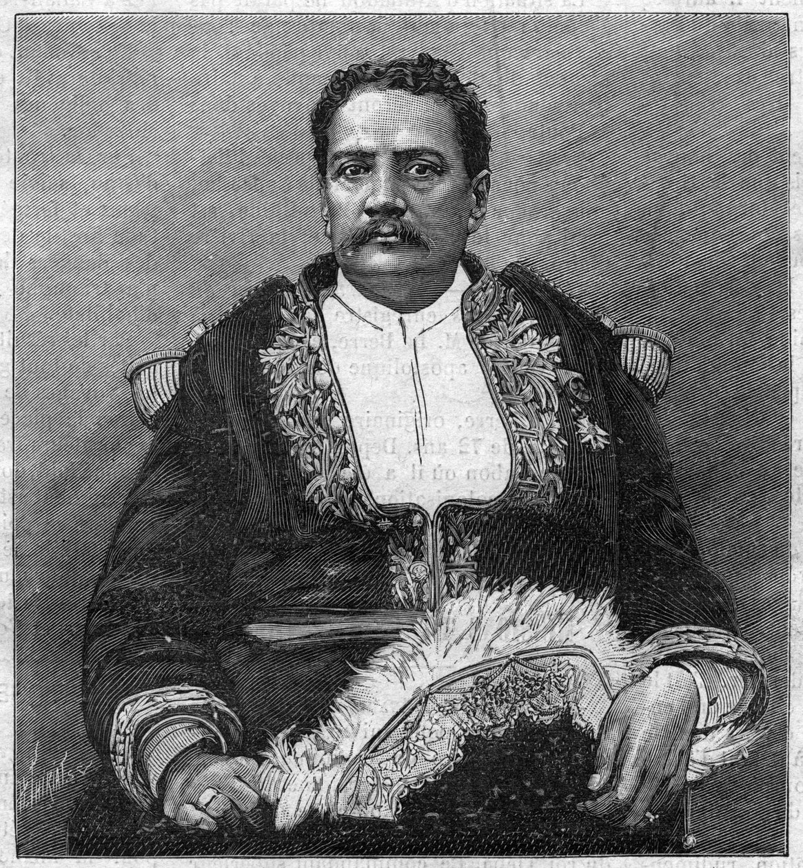Portret Pomare V (1839 - 1891) ostatniego monarchy Tahiti - grawer autorstwa Unknown artist