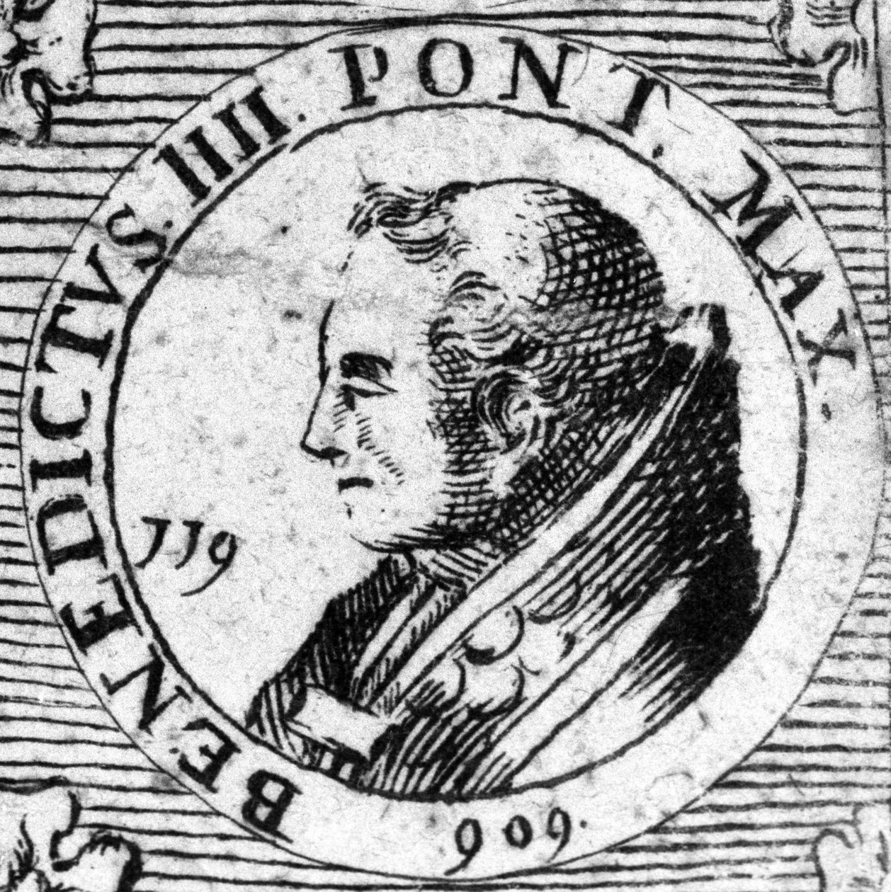 Portret papieża Benedykta IV. Rycina XIX wieku. autorstwa Unknown artist