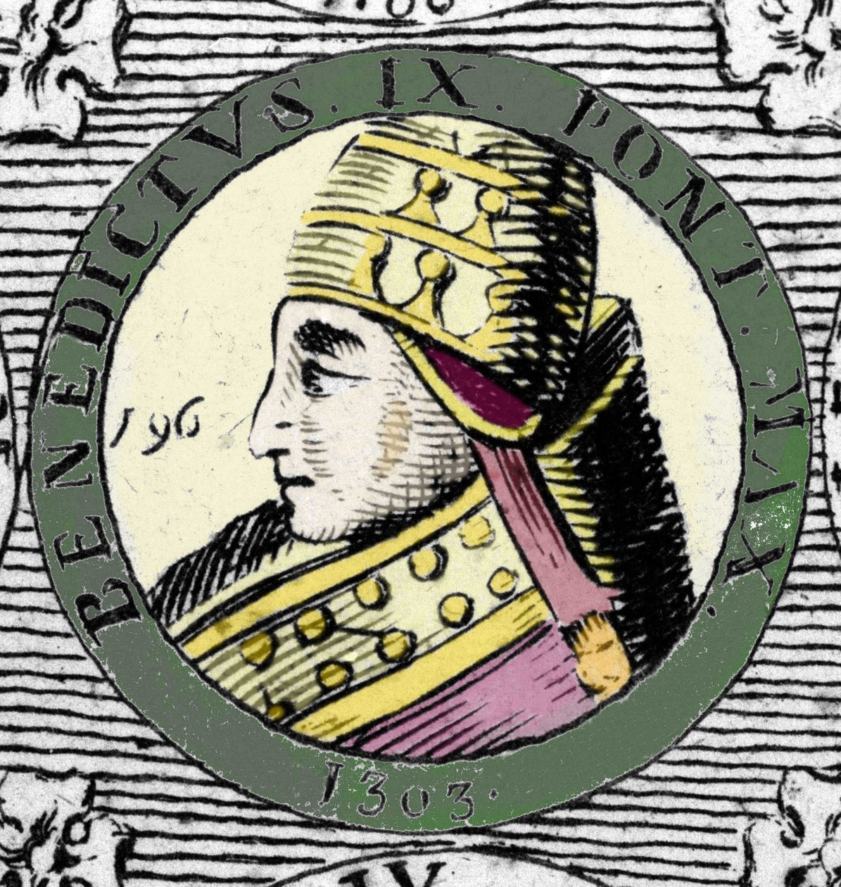 Portret papieża Benedykta IX. Rycina XIX wieku. autorstwa Unknown artist