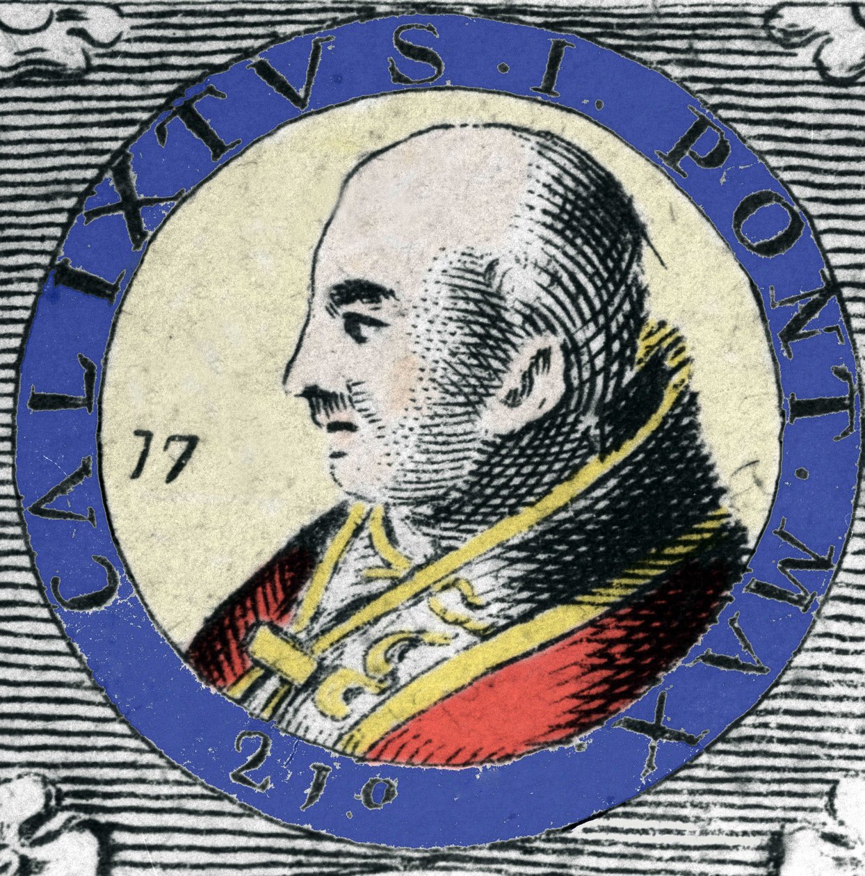 Portret papieża Calixte (lub Callist) I, papieża urodzonego w 155 r. (Papa San Callisto). autorstwa Unknown artist