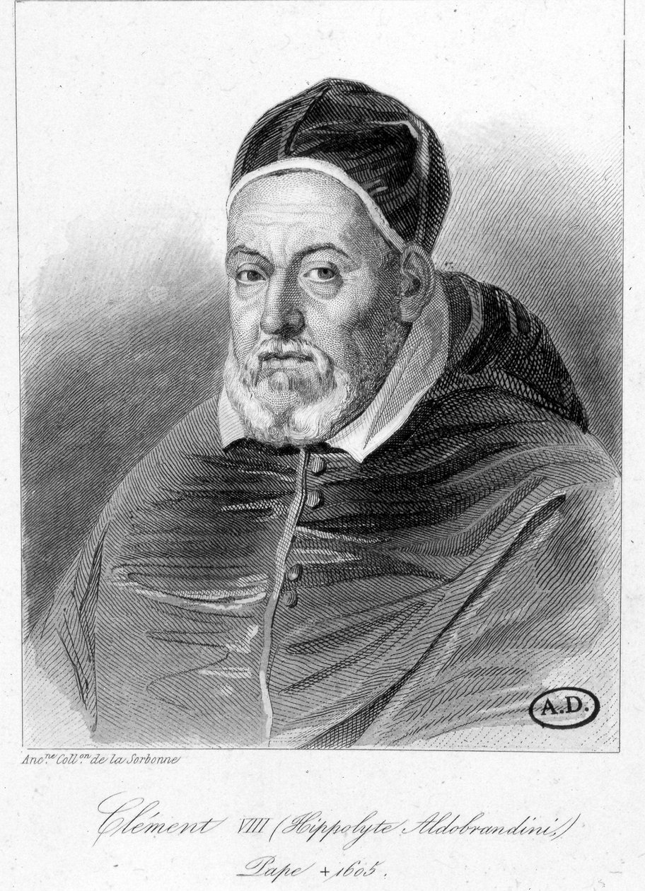Portret papieża Klemensa VIII - rycina autorstwa Unknown artist