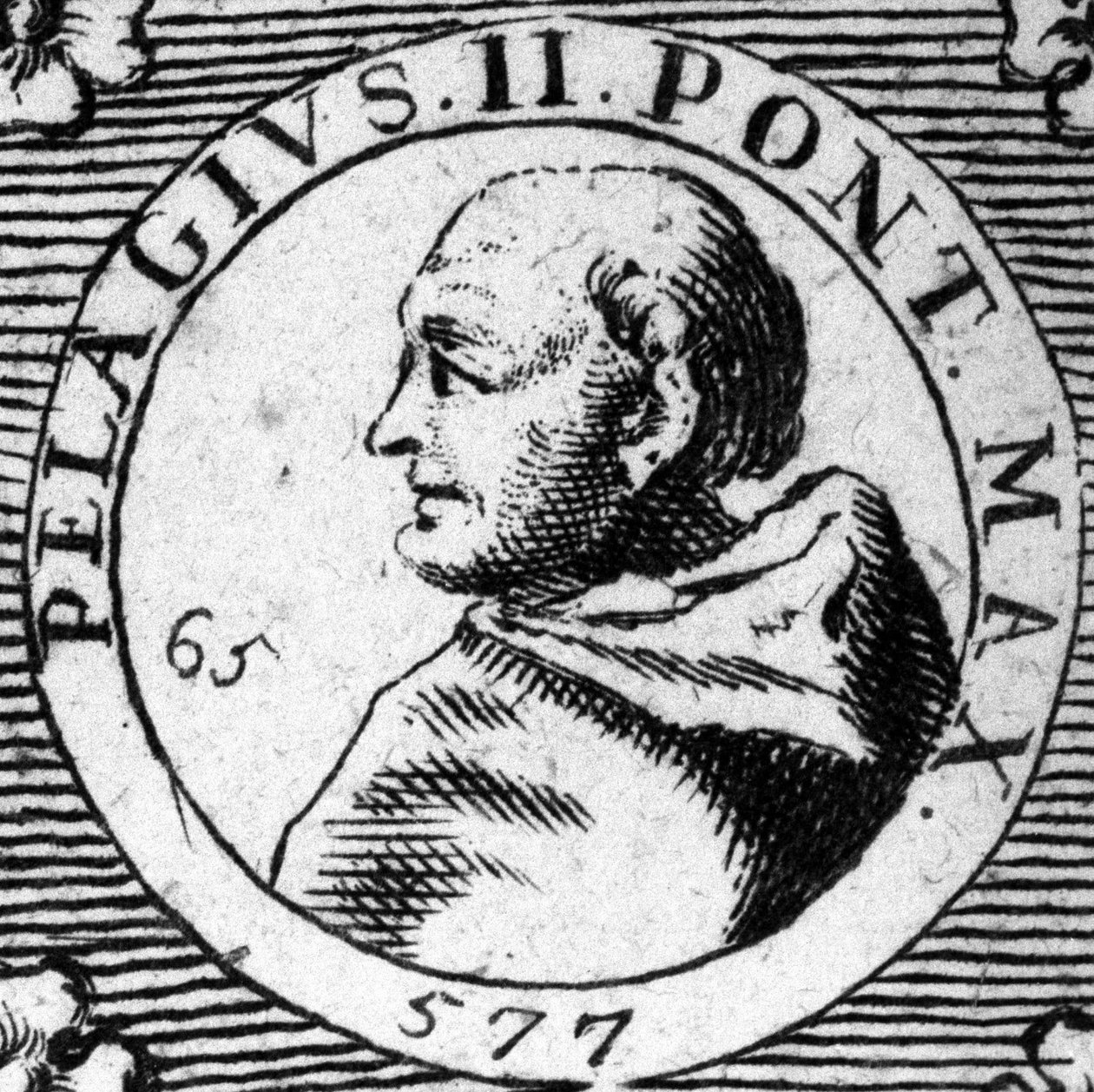 Portret papieża Pelage II (Pelagius) (520-590). autorstwa Unknown artist