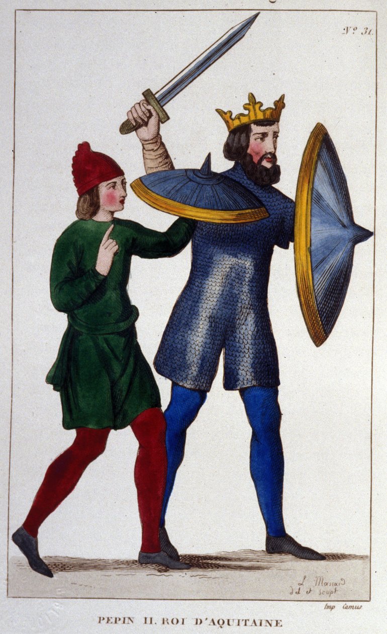 Portret Pépina II (823-864), króla Akwitanii. grawerunek z 1830 roku. autorstwa Unknown artist