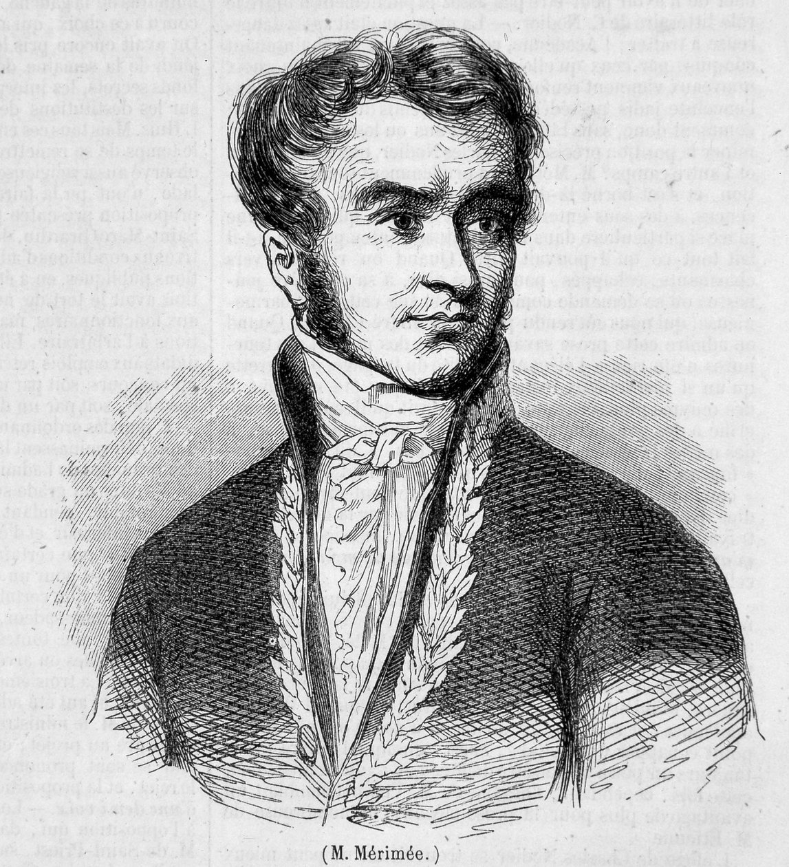 Portret Prospera Merimee. Grawerowanie z XIX wieku. autorstwa Unknown artist