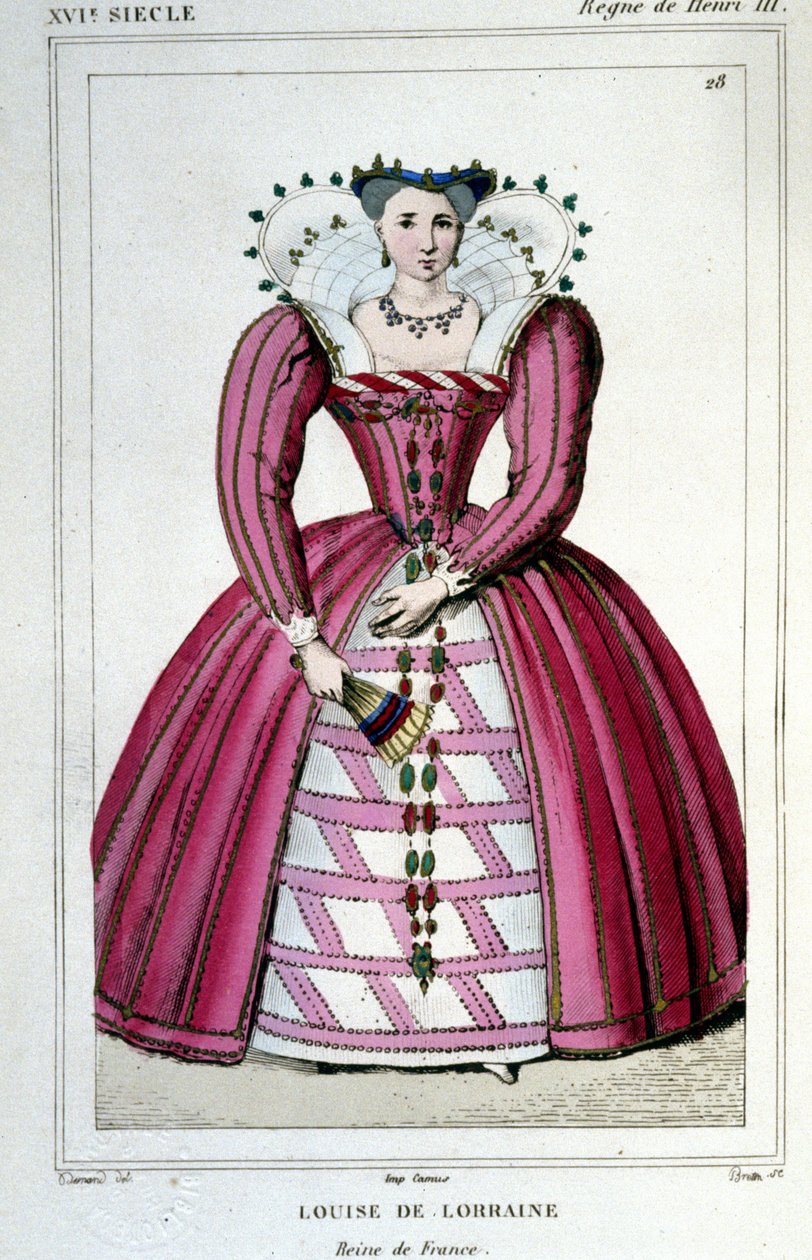Portret królowej Luizy Lotaryńskiej (1553 - 1601), żony Henryka III. Grawerowanie z 1830 roku. autorstwa Unknown artist
