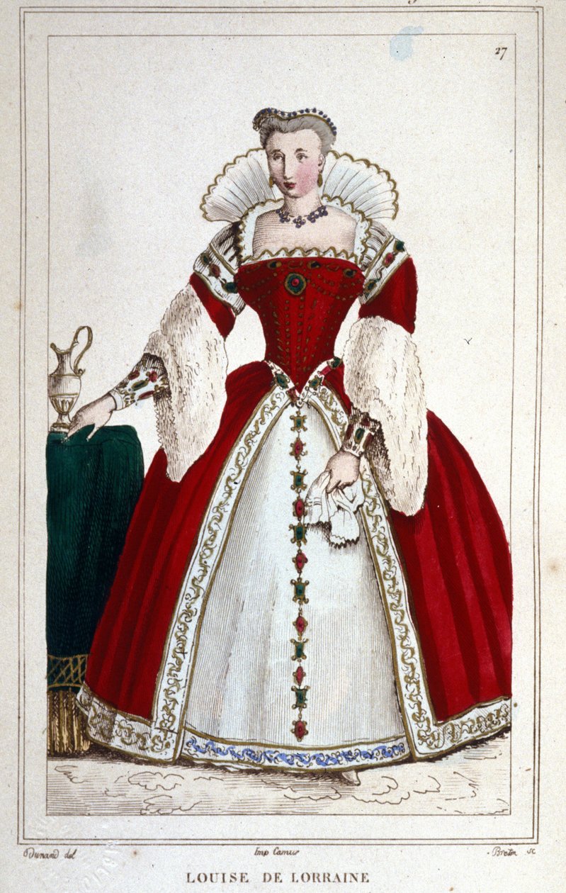 Portret królowej Luizy Lotaryńskiej (1553 - 1601), żony Henryka III. Grawerowanie z 1830 roku. autorstwa Unknown artist