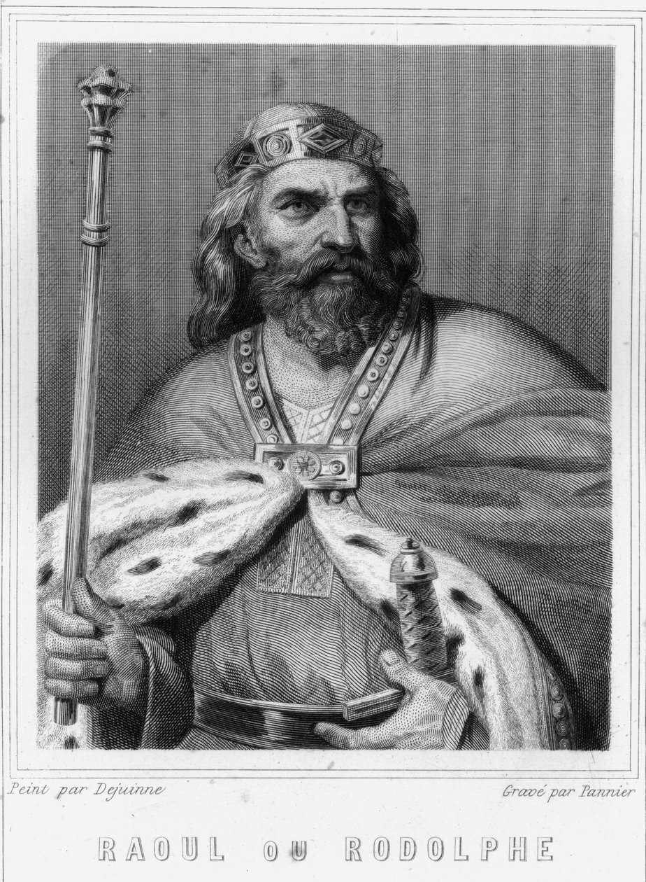 Portret Raoula lub Rodolfa z Burgundii (? - 936), księcia Burgundii i króla Francji - w „Histoire des Français” Lavallée, rycina, sd. autorstwa Unknown artist