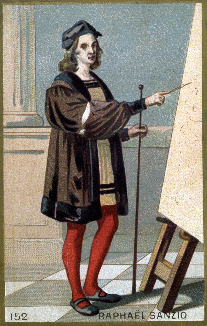Portret Rafaela (Raffaello Sanzio 1483 - 1520). Chromolitografia z końca XIX wieku. autorstwa Unknown artist