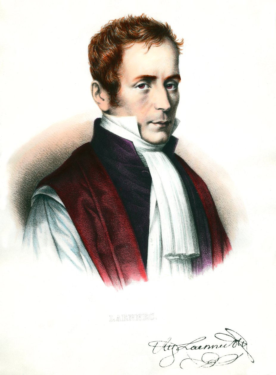 Portret Rene Laenneca (1781-1826) Francuski lekarz Rycina XIX-wieczna kolekcja prywatna autorstwa Unknown artist
