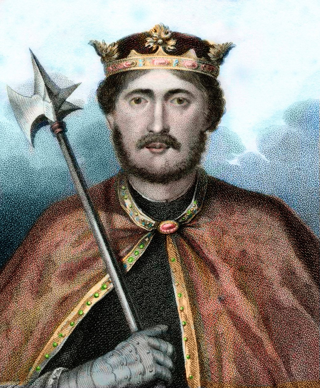 Portret Ryszarda I (1157-1199), Króla Anglii, zwanego także Ryszardem Sercem Lwa - Portret Ryszarda Lwie Serce - Grawerowanie XIX wiek autorstwa Unknown artist