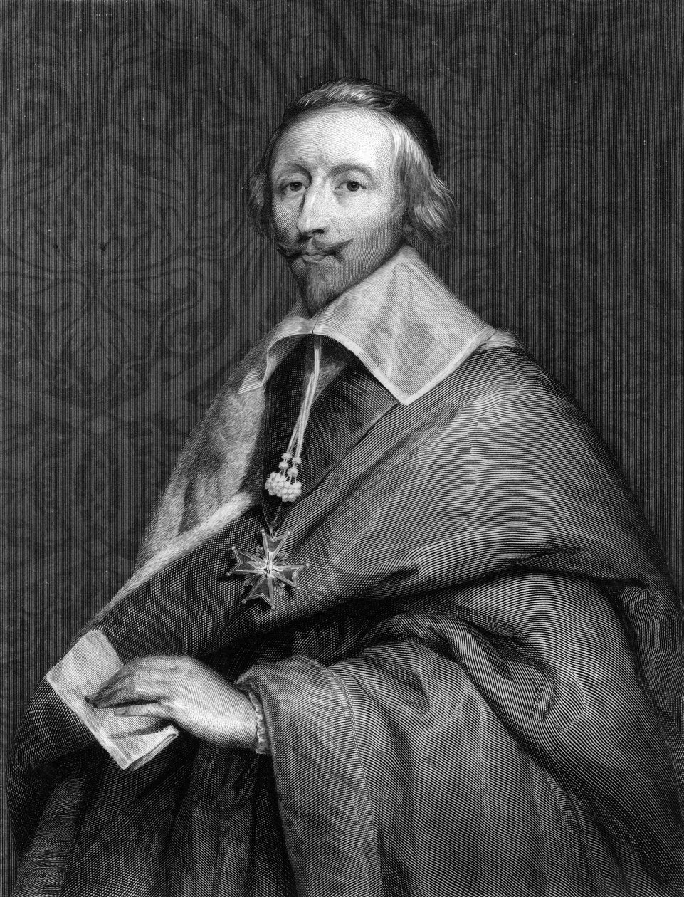 Portret Richelieu (1585 - 1642) - w „Histoire des Français” Lavallée, rycina, sd. autorstwa Unknown artist