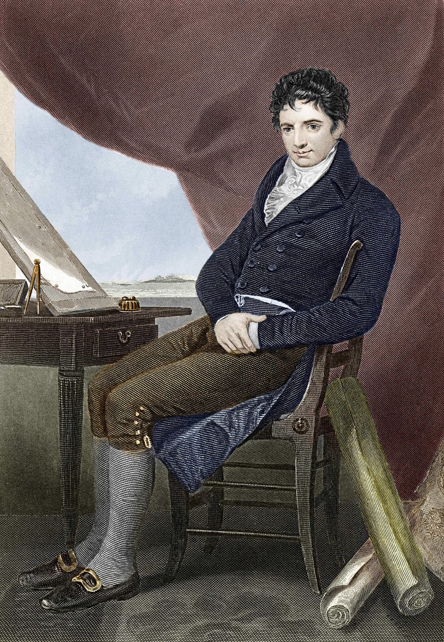 Portret Roberta Fultona (1765 - 1815), amerykańskiego mechanika stoczniowego (Nautilus). Rycina XIX wieku. autorstwa Unknown artist