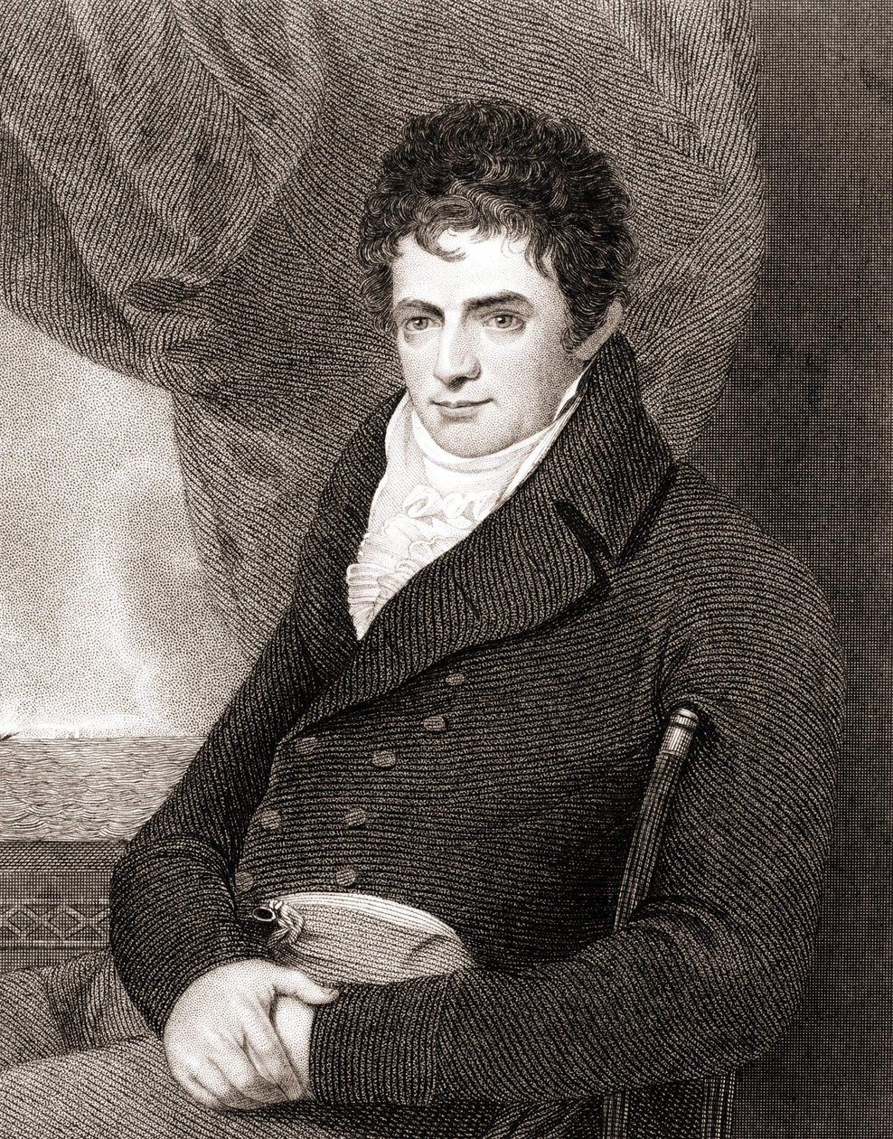Portret Roberta Fultona (1765 - 1815), amerykańskiego mechanika stoczniowego (Nautilus). Rycina XIX wieku. autorstwa Unknown artist